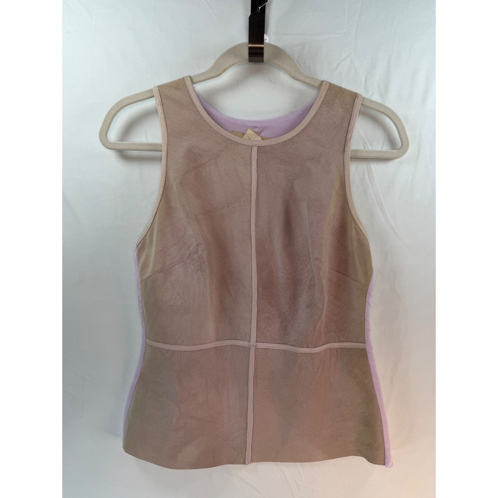Bailey 44 Kelly Top Orchid Leather Suede Front Sleeveless Shell Medium NWT